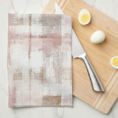 Linge De Cuisine Rayures Abstraites Brun Crème Rose (Quart Plié)