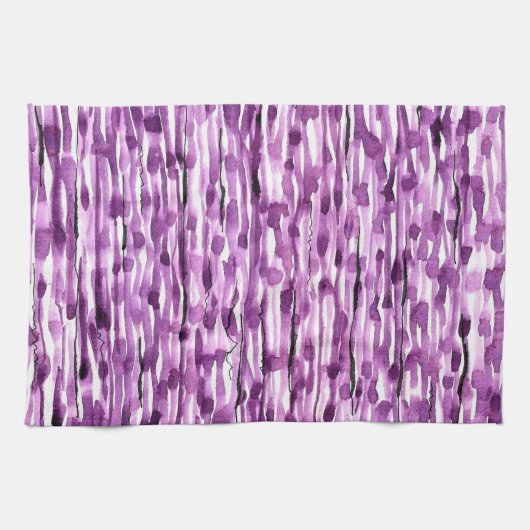 Linge De Cuisine Rayures Abstraites d'aquarelle violet (Horizontal)