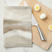 Linge De Cuisine Rayures Abstraites Ondulées Crème Marron (Quart Plié)