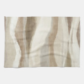 Linge De Cuisine Rayures Abstraites Ondulées Crème Marron (Horizontal)