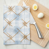 Linge De Cuisine Rayures Blanches Bleu Or (Quart Plié)