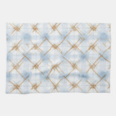 Linge De Cuisine Rayures Blanches Bleu Or (Horizontal)