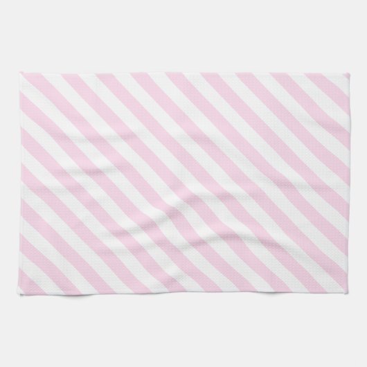Linge De Cuisine Rayures blanches et rose-clair (Horizontal)