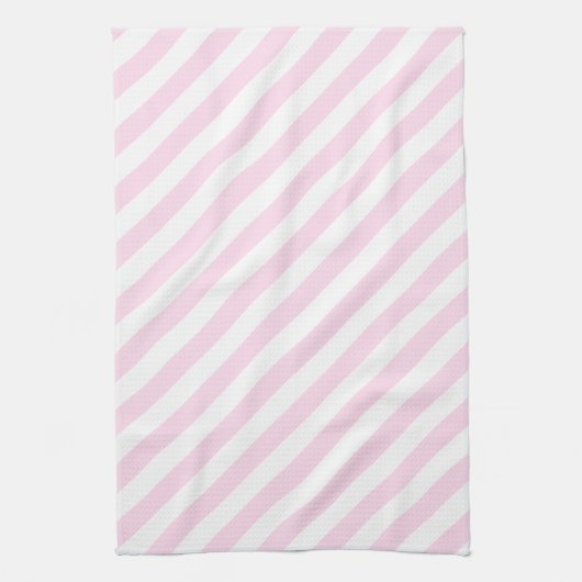Linge De Cuisine Rayures blanches et rose-clair (Vertical)