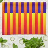 Linge De Cuisine Rayures Bleu Rouge Jaune (Plié)