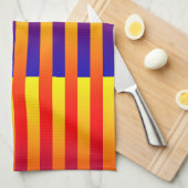 Linge De Cuisine Rayures Bleu Rouge Jaune (Quart Plié)
