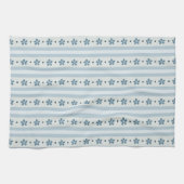 Linge De Cuisine Rayures Bleues Clair Et Fleurs (Horizontal)