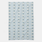Linge De Cuisine Rayures Bleues Clair Et Fleurs (Vertical)