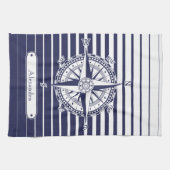 Linge De Cuisine Rayures bleues de rose de boussole (Horizontal)