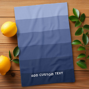 Linge De Cuisine Rayures Bleues Rétro avec Nom Sans Serif Simple