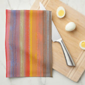 Linge De Cuisine Rayures Boho Charbon Colorées (Quart Plié)