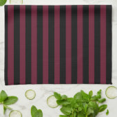 Linge De Cuisine Rayures bordeaux et noires (Plié)
