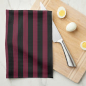 Linge De Cuisine Rayures bordeaux et noires (Quart Plié)