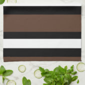 Linge De Cuisine rayures Brown, noir et blanc (Plié)