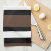 Linge De Cuisine rayures Brown, noir et blanc (Quart Plié)