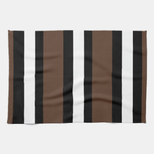 Linge De Cuisine rayures Brown, noir et blanc