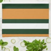 Linge De Cuisine rayures Brown, vert foncé et blanc (Plié)