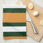 Linge De Cuisine rayures Brown, vert foncé et blanc (Quart Plié)