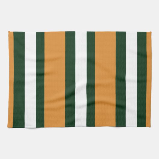 Linge De Cuisine rayures Brown, vert foncé et blanc (Horizontal)