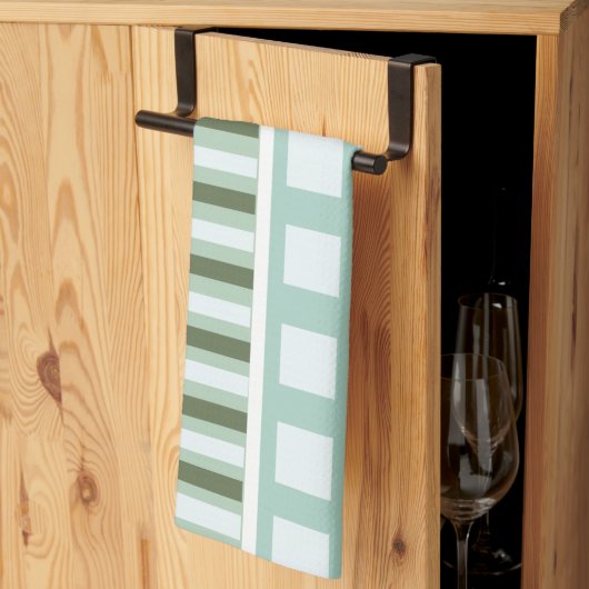 Linge De Cuisine Rayures carrées vert sarcelle (Pliage en tiers)