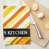 Linge De Cuisine Rayures Coucher du soleil-Inspirées de jaune, (Quart Plié)