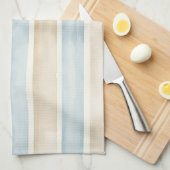 Linge De Cuisine Rayures Crème Bleu de Plage (Quart Plié)