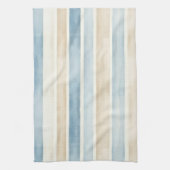 Linge De Cuisine Rayures Crème Bleu de Plage (Vertical)