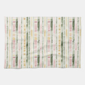 Linge De Cuisine Rayures Crème Vert Rose (Horizontal)
