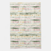 Linge De Cuisine Rayures Crème Vert Rose (Vertical)