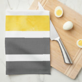 Linge De Cuisine Rayures d'aquarelle blanc gris jaune (Quart Plié)