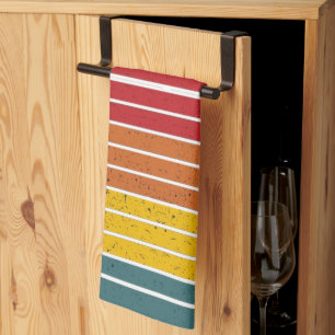 Linge De Cuisine Rayures de coucher de soleil arc-en-ciel vintage r