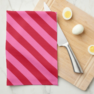 Linge De Cuisine Rayures de menthe poivrée de Noël rose et rouge 