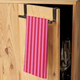 Linge De Cuisine Rayures de menthe rose et rouge