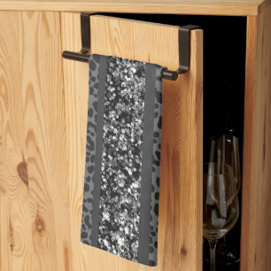 Linge De Cuisine Rayures de paillettes de léopard Glam 9