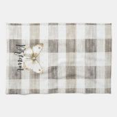 Linge De Cuisine Rayures de plaid à la crème papillon (Horizontal)