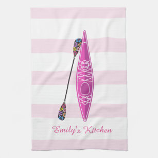 Linge De Cuisine Rayures de rose de fille de kayak