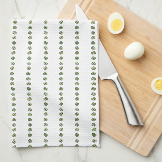 Linge De Cuisine Rayures de trèfle vert irlandais (Quart Plié)