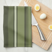 Linge De Cuisine Rayures de vert olive (Quart Plié)