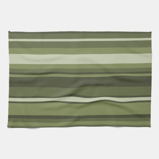 Linge De Cuisine Rayures de vert olive (Horizontal)
