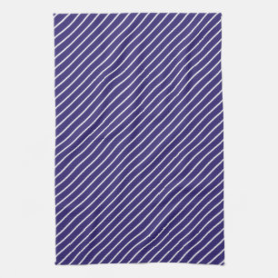 Linge De Cuisine Rayures diagonales - bleu marine et blanc