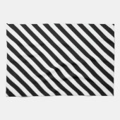 Linge De Cuisine Rayures diagonales noires et blanches (Horizontal)