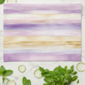 Linge De Cuisine Rayures d'iris à la crème violette   (Plié)