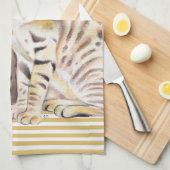 Linge De Cuisine Rayures d'ocre de chats du Bengale (Quart Plié)