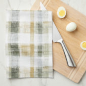 Linge De Cuisine Rayures écossaises vert jaune blanc (Quart Plié)