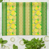 Linge De Cuisine Rayures et cercles à l'aquarelle de citron (Plié)