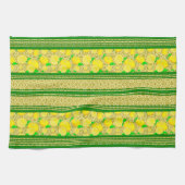 Linge De Cuisine Rayures et cercles à l'aquarelle de citron (Horizontal)