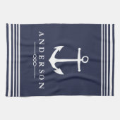 Linge De Cuisine Rayures et marine blanches nautiques classiques (Horizontal)