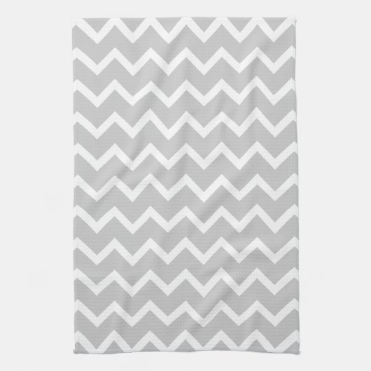 Linge De Cuisine Rayures grises et blanches de zigzag (Vertical)