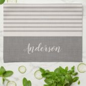 Linge De Cuisine Rayures grises Monogramme | Maison de campagne (Plié)