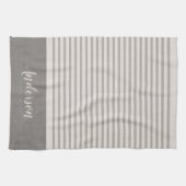 Linge De Cuisine Rayures grises Monogramme | Maison de campagne (Horizontal)